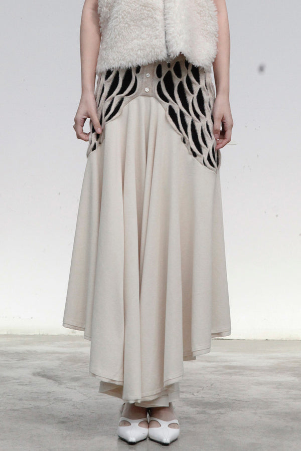 RUI animal print midi skirt RAW23KN13 off-white&black